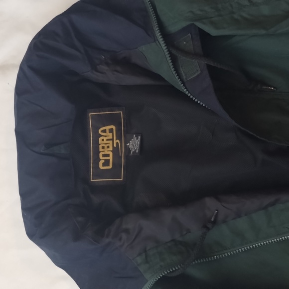 Men's Jacket made by Cobra Size:L  Color: Dark Green, Concealed Hood, pockets - Picture 9 of 13